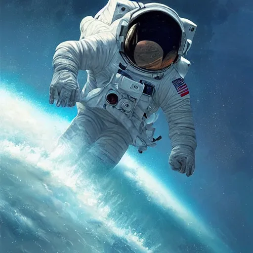 Prompt: an astronaut lost in the oceandigital artdetailedultra realisticart by greg rutkowski