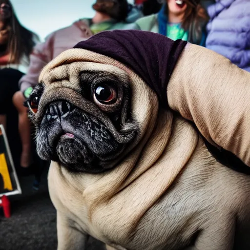 Image similar to a Tardigrade Pug Hybrid, A tardigrade that looks like a pug, afternoon hangout, good times photograph, candid