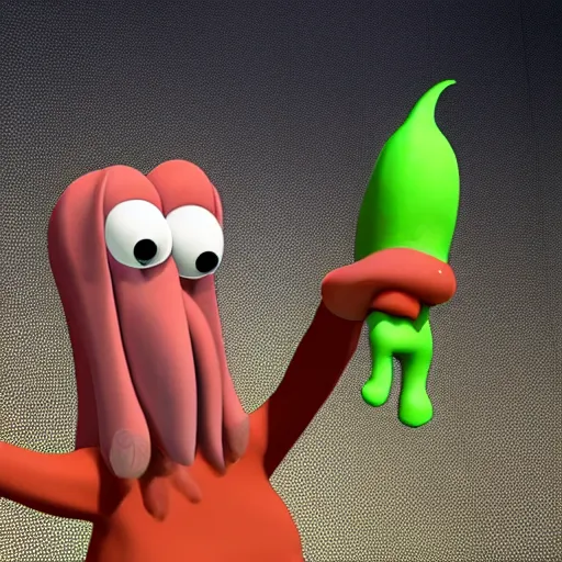 Image similar to squidward, 3d, cgi