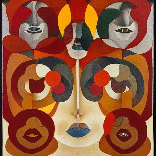 Image similar to floral face portrait by leonetto cappiello and wojciech siudmak and ernst fuchs, anni albers, oil on canvas