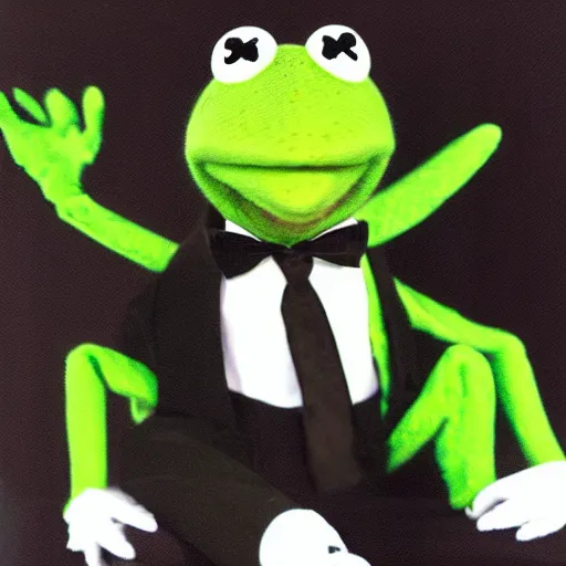 Image similar to portrait of kermit the frog in a tuxedo