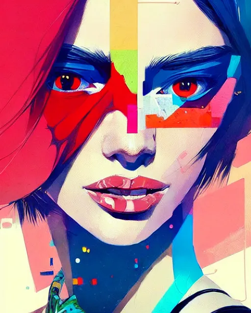 Prompt: a ultradetailed beautiful panting of a stylish woman with colorful bandaids, by conrad roset, greg rutkowski and makoto shinkai, trending on artstation