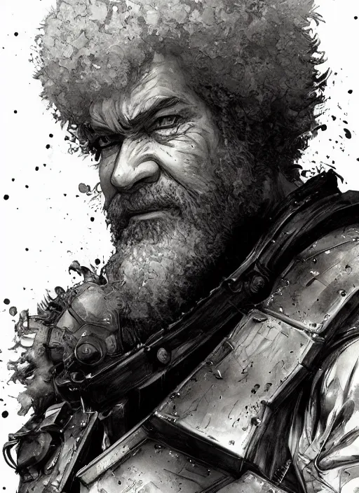 Image similar to portrait, Epic robot Bob Ross, watercolor, dramatic lighting, cinematic, establishing shot, extremly high detail, foto realistic, cinematic lighting, pen and ink, intricate line drawings, by Yoshitaka Amano, Ruan Jia, Kentaro Miura, Artgerm, post processed, concept art, artstation, matte painting, style by eddie mendoza, raphael lacoste, alex ross