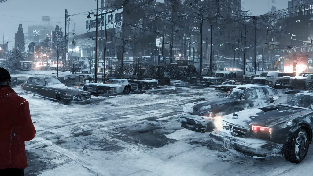 Image similar to Screenshot from Watchdogs, winter