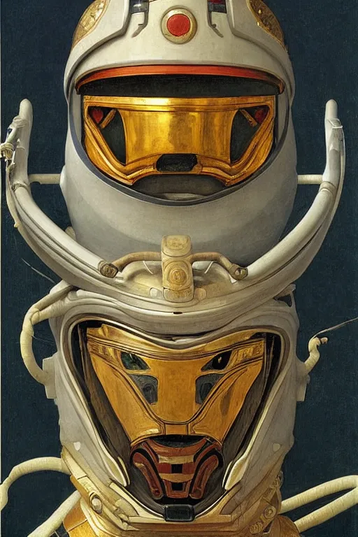 Image similar to portrait of a astronaut is a chinese dragon in armor and helmet, majestic, solemn, symmetrical, detailed intricate, hyper realistic, by bouguereau