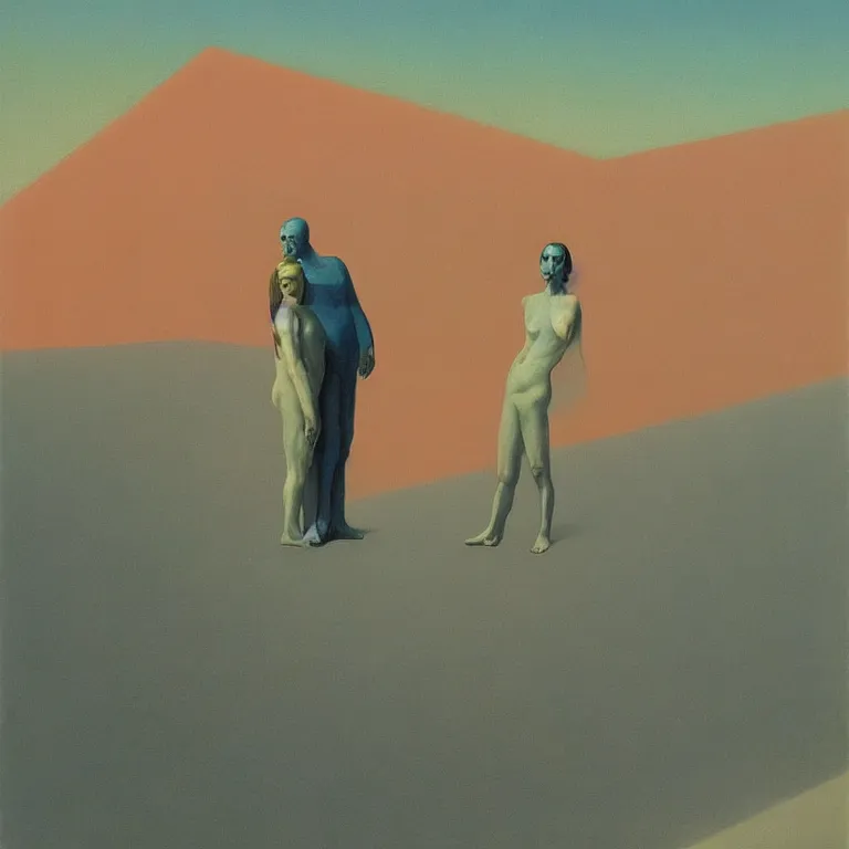 Image similar to rainbow people, Edward Hopper and James Gilleard, Zdzislaw Beksinski, highly detailed