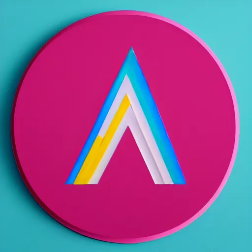 Image similar to 3 d of the mega logo symbol, flat paint, acrylic, minimal, abstract, art style by joshy sly, water color, soft pastel colors, generate multiple random colors
