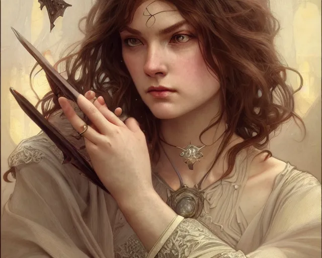 Image similar to photography of angela barrett, deep focus, d & d, fantasy, intricate, elegant, highly detailed, digital painting, artstation, concept art, matte, sharp focus, illustration, hearthstone, art by artgerm and greg rutkowski and alphonse mucha