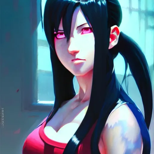 Prompt: super epically depicted color pencil portrait art of tifa from final fantasy 7, by stephen bliss, greg rutkowski, loish, rhads, makoto shinkai and lois van baarle, ilya kuvshinov, rossdraws.