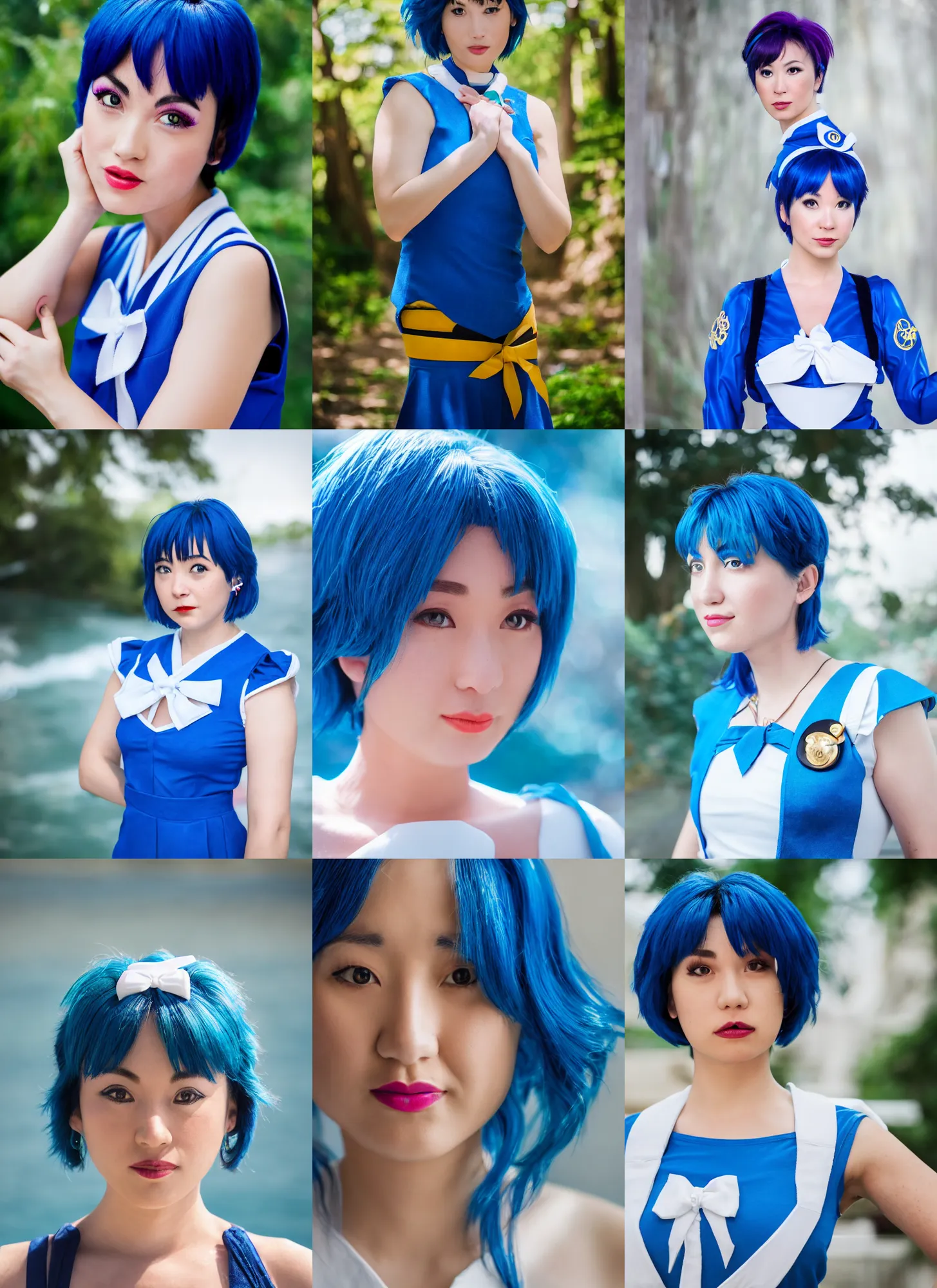 Prompt: portrait photo still of real life sailor mercury, 8 k, 8 5 mm, f. 1 4