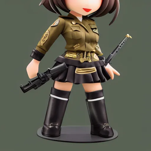 Prompt: a well built funny nendroid girl wearing a luxurious military uniform, highly detailed digital art, intricate, dark colors, cartoon lighting, 8 k