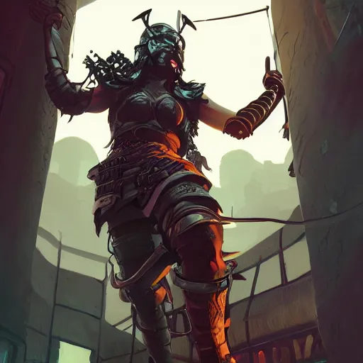 Image similar to cyberpunk viking helmet mask warrior goddess robot ninja fantasy, art gta 5 cover, official fanart behance hd artstation by jesper ejsing, by rhads, makoto shinkai and lois van baarle, ilya kuvshinov, ossdraws