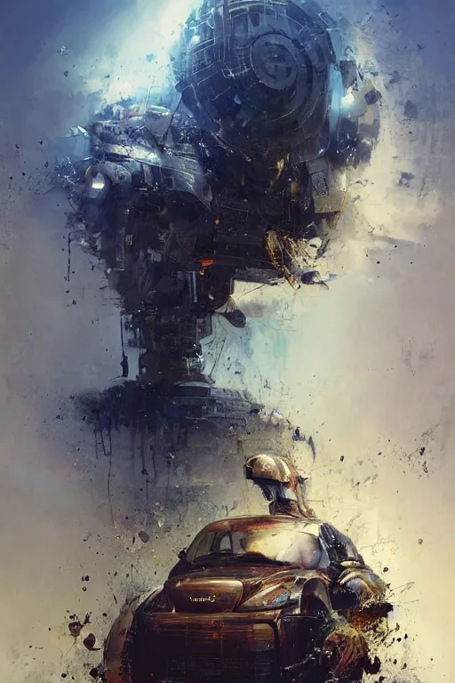 Prompt: the soul of the machine god surrounds thee. the power of the machine god invests thee. the hate of the machine god drives thee. the machine god endows thee with life. live!, by ryohei hase, by john berkey, by jakub rozalski, by john martin