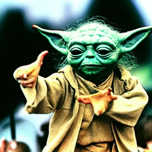 Image similar to yoda performing at woodstock