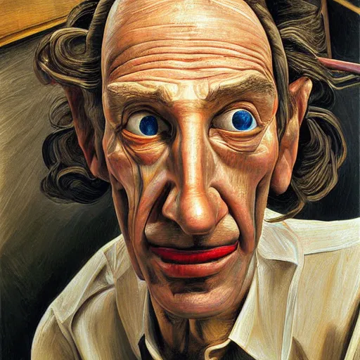 Prompt: pinocchio long nose, high quality high detailed painting by lucian freud, hd, photorealistic lighting