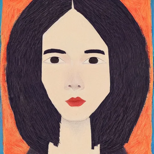 Prompt: professional painting of Elle Fanning in the style of Will Barnet, head and shoulders portrait, symmetrical facial features, smooth, sharp focus, illustration, intricate, stormy weather, extremely detailed masterpiece,