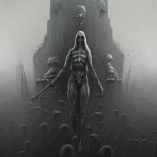 Image similar to dark souls recreated by zdzisław beksiński