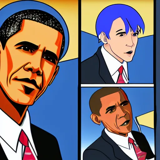 Prompt: obama drawn in the style of anime