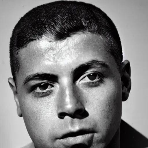 Prompt: head and shoulders of ronaldo luis nazario de lima by yousuf karsh, halo, high detail