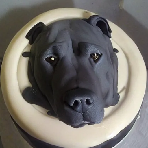 Image similar to pitbull as a cake, hyper realistic cake decoration