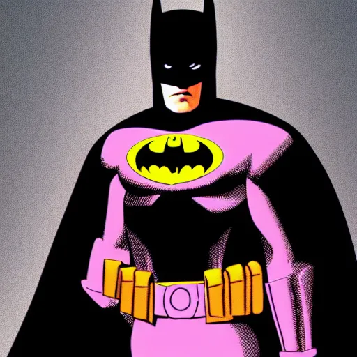 Image similar to photograph of batman wearing a pink dress