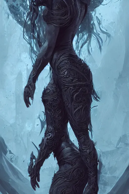 Image similar to full body portrait of dark priestess, gorgeous, amazing, elegant, intricate, highly detailed, digital painting, artstation, concept art, sharp focus, illustration, art by Ross tran