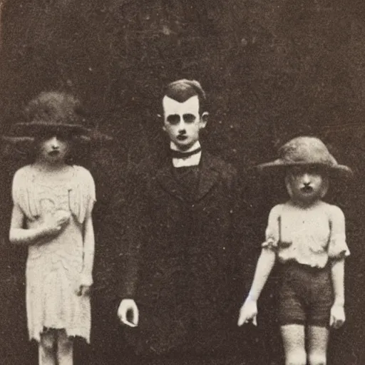 Image similar to creepy family, 1 9 2 0's photography