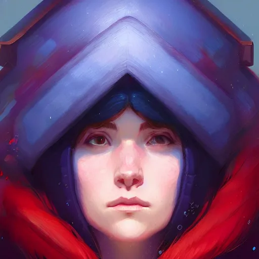 Prompt: portrait of madeline from celeste, blue bubble jacket red long hair, highly detailed, digital painting, artstation, concept art, sharp focus, illustration, art by greg rutkowski and alphonse mucha