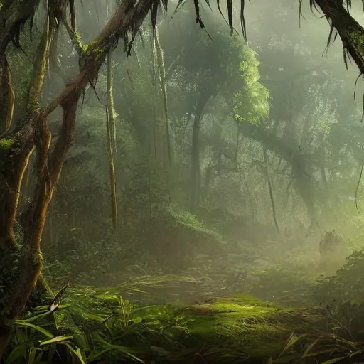 Image similar to Wild misty jungles, 8k, detailed, concept art, realistic, trending on artstation