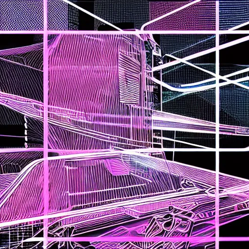 Image similar to synthwave wireframe intergalactic planetary future space vehicles that look super stylish. neofuturism. grid. lines.