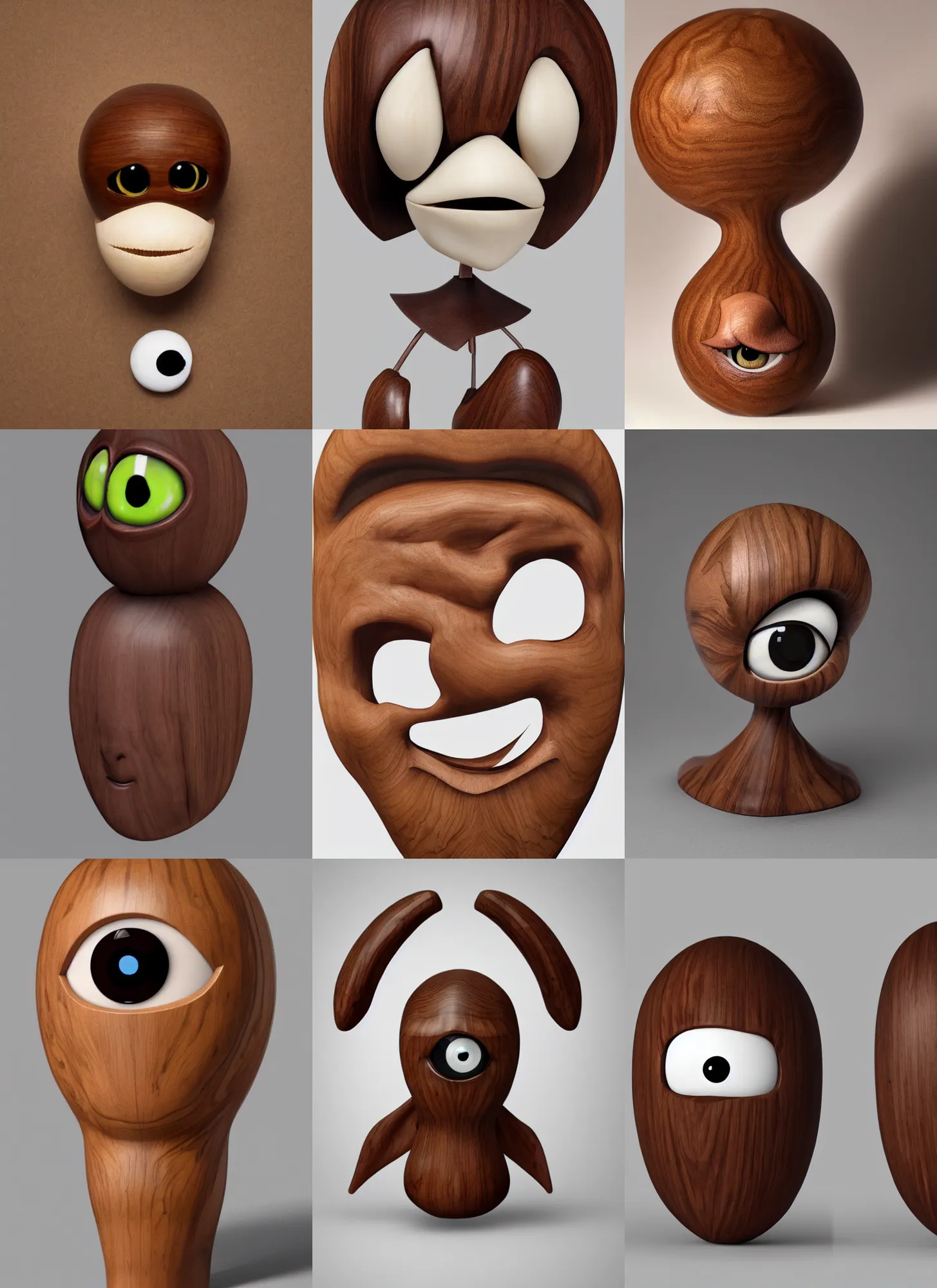 Prompt: a severe large walnut with two severe eyes and a mouth without a nose, white background, artstation, pinterest, detailed product photo, 3 / 4 pose