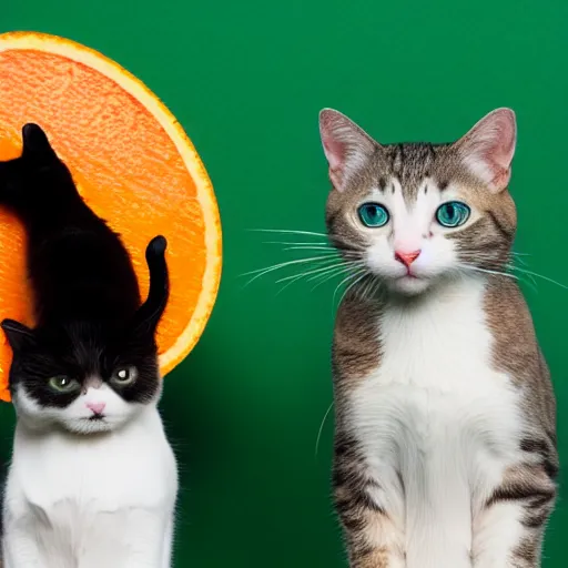 Image similar to Two cats playing ping pong on orange background