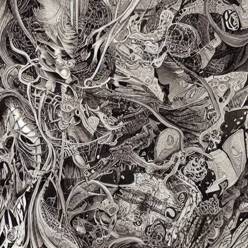 Image similar to chaos, intricate ink illustration, highly detailed, maximalist, oil painting