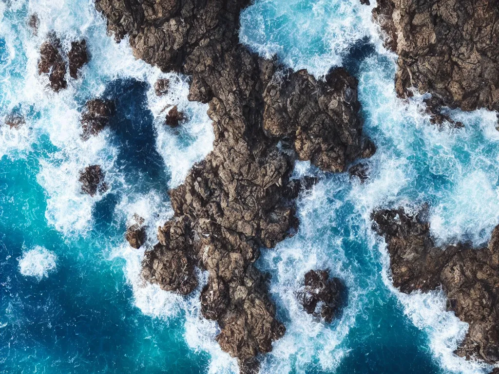 Image similar to photo of a giant face coming out from the ocean, ultra realistic, detailed, artstationHQ, artstationHD, 4k, 8k, aerial view