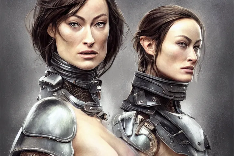 Image similar to a finely detailed portrait of Olivia Wilde, clothed in battle armor, olive skin, long dark hair, beautiful bone structure, symmetrical facial features, intricate, elegant, digital painting, trending on Artstation, concept art, smooth, sharp focus, illustration, from Metal Gear by Ruan Jia and Mandy Jurgens and Artgerm and and william-adolphe bouguerea, award winning