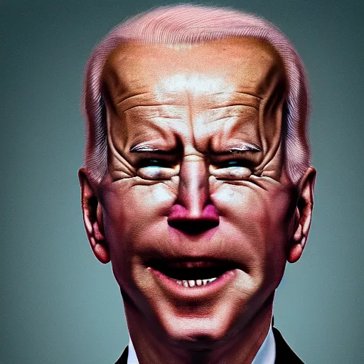 Image similar to bodyhorror portrait of biden who became an ugly retarded lovecraftian monstrosity, photo - realistic, color image, 2 k, highly detailed