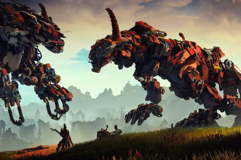 Image similar to rollerback machine mecha animal beast robot of horizon forbidden west horizon zero dawn bioluminiscence global illumination ray tracing hdr fanart arstation by sung choi and eric pfeiffer and gabriel garza and casper konefal