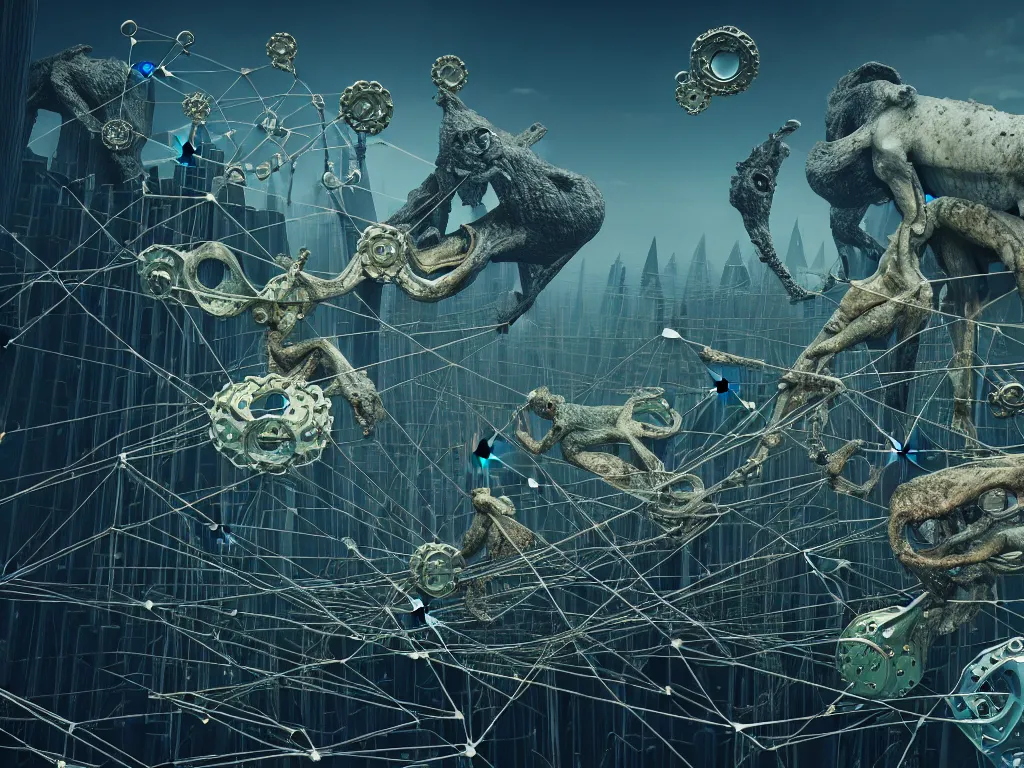 Prompt: highly detailed photo of what did you find on the blockchain?, trending on deviantart, neo surrealism, sharp focus, 4 k, a lot of little details, octane, masterpiece, art by max ernst