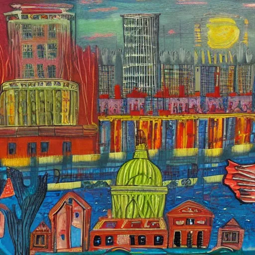 Image similar to outsider art of a painting of london.