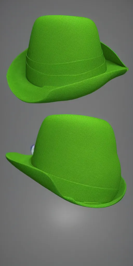 Image similar to plushie toy light green playpus in fedora, 3D-Render, realistic