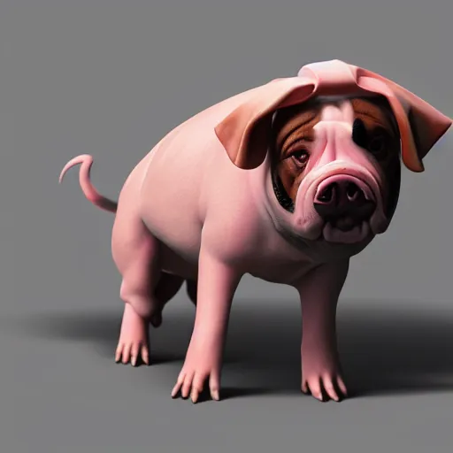 Image similar to a fusion of a dog and a pig, hyperdetailed, artstation, cgsociety, 8 k