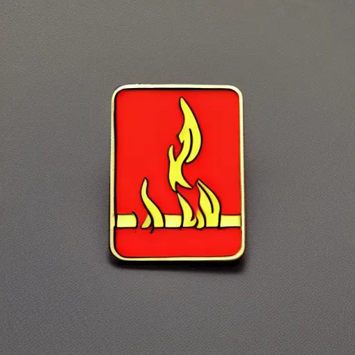 Image similar to a photo of a retro 1 9 5 0 s minimalistic simple clean fire warning enamel pin, no text, studio lighting, behance