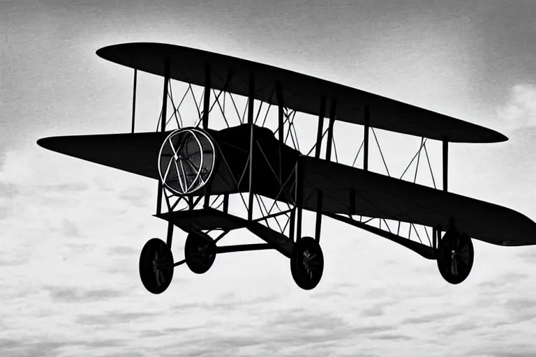 Prompt: still photo of the wright brothers flying airplane for the first time, black and white color photograph, highly detailed, photorealistic shot, bright studio setting, studio lighting, crisp quality and light reflections, unreal engine 5 quality render