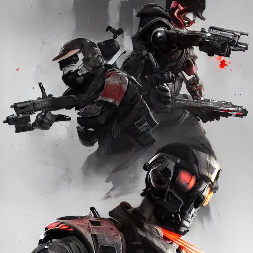 Prompt: killzone, by zbrush, 8 k splash art in the style of makoto. akihiko yoshida. takashi. stephen bliss. yoshiyuki, and agnes cecile 4 k concept art