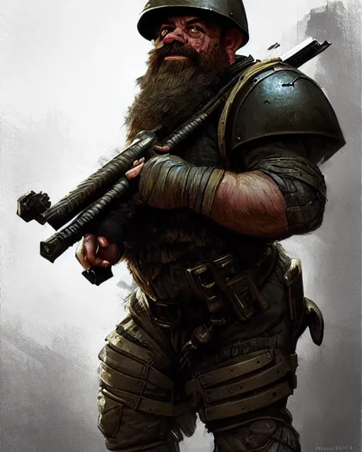 Image similar to a dwarf swat soldier | | realistic shaded, fine details, realistic shaded lighting poster by greg rutkowski, magali villeneuve, artgerm, jeremy lipkin and michael garmash and rob rey