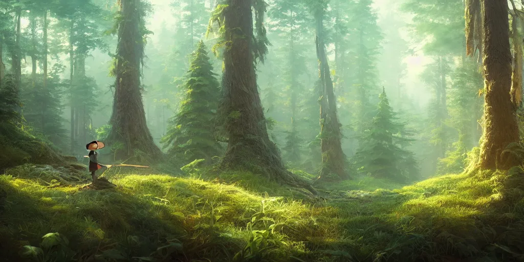 Image similar to a forest, highly detailed oil painting, hyperrealism, gorgeous lighting, Studio Ghibli, Jessica Rossier, digital art, octane render, beautiful composition, trending on artstation, masterpiece