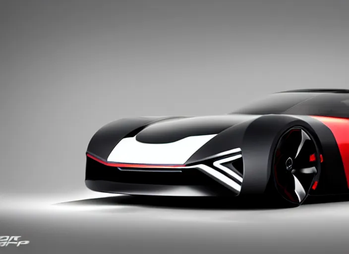 Image similar to a sports car design based on nissan sports cars, concept car, car design, symmetry, by ash thorp