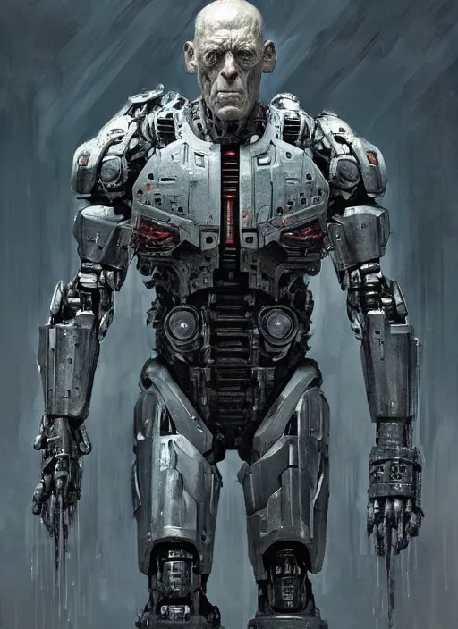 Image similar to michael berryman as victor stone, full body concept, cyborg, borg, strogg, face of a man, terminator, flesh, quake strogg, doom demon, wolfenstein, monstrous, powerful, symmetry, symmetrical, concept art by ruan jia and greg rutkowski