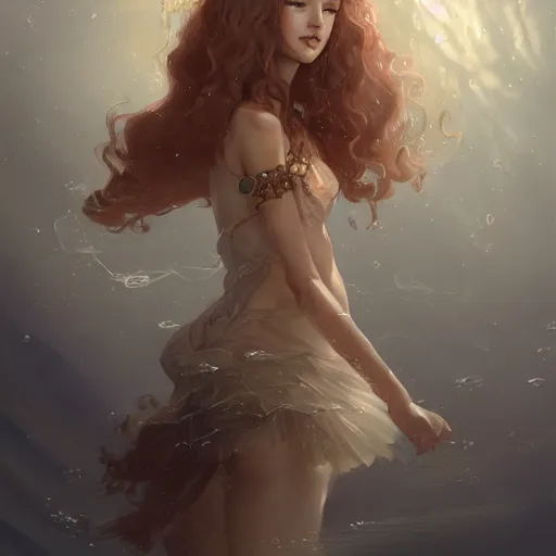 Prompt: The shining golden queen of jellyfish soars in the thick gray stormy ocean artstation , highly detailed, portrait, by krenz cushart