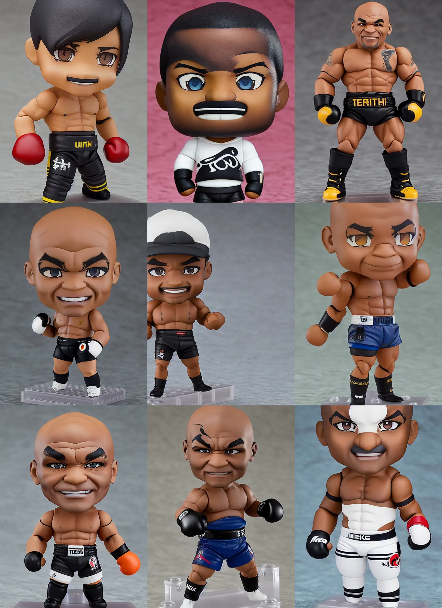 Image similar to a nendoroid of mike tyson, detailed product photo